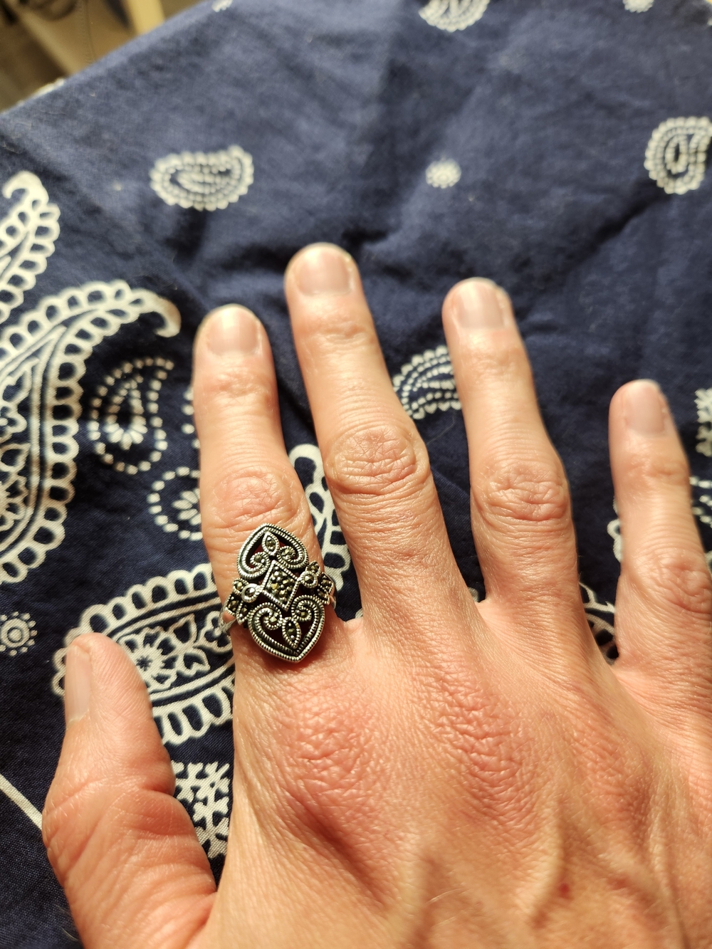 Ornate Filigree Sterling Silver Statement Ring - Intricate Scroll Design